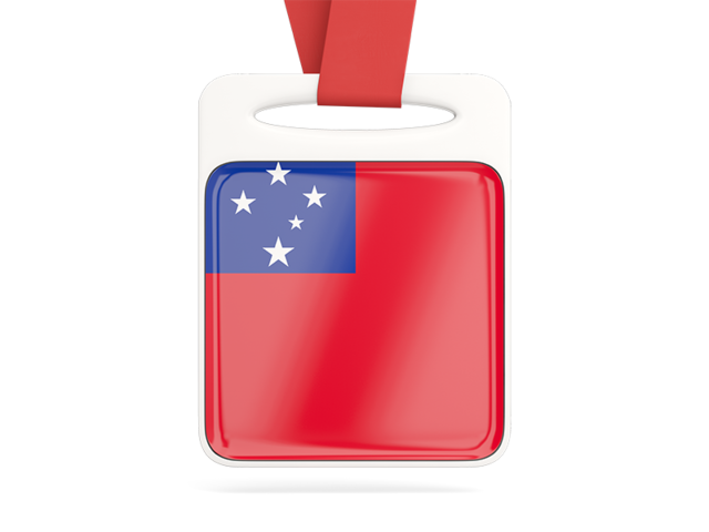 Card with ribbon. Download flag icon of Samoa at PNG format