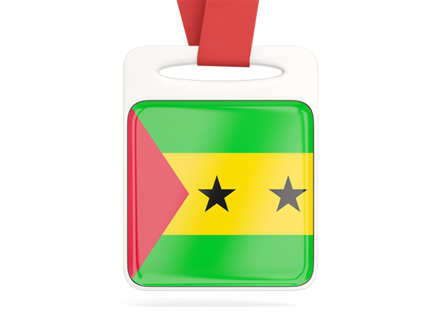 Card with ribbon. Download flag icon of Sao Tome and Principe at PNG format