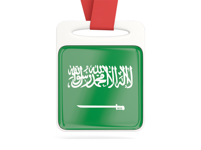 Card with ribbon. Download flag icon of Saudi Arabia at PNG format