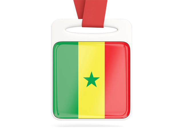 Card with ribbon. Download flag icon of Senegal at PNG format