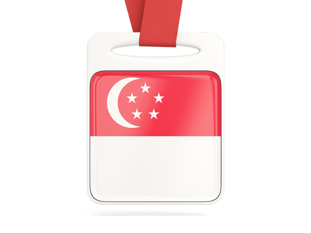 Card with ribbon. Download flag icon of Singapore at PNG format