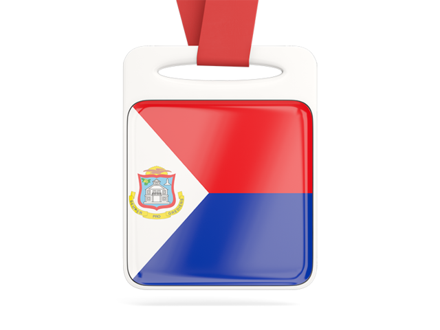 Card with ribbon. Download flag icon of Sint Maarten at PNG format