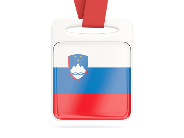 Card with ribbon. Download flag icon of Slovenia at PNG format