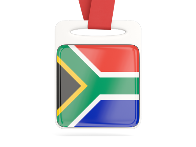 Card with ribbon. Download flag icon of South Africa at PNG format