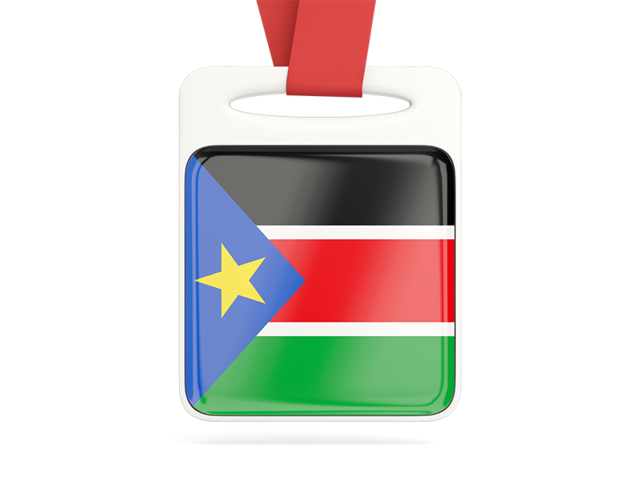 Card with ribbon. Download flag icon of South Sudan at PNG format