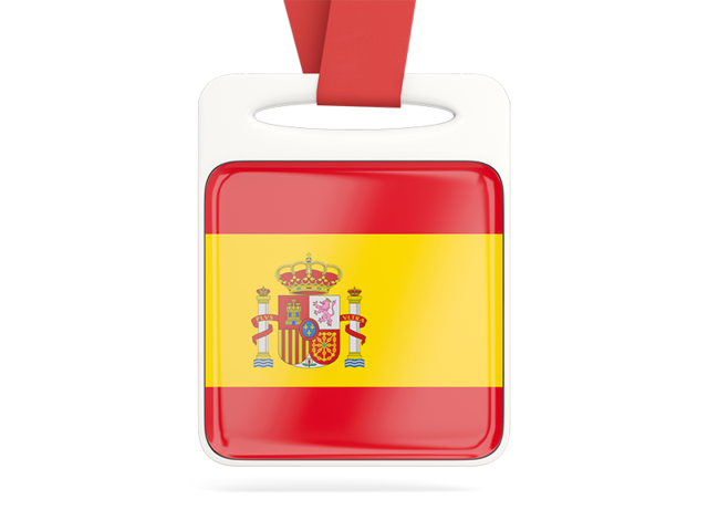 Card with ribbon. Download flag icon of Spain at PNG format