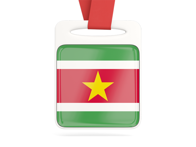 Card with ribbon. Download flag icon of Suriname at PNG format