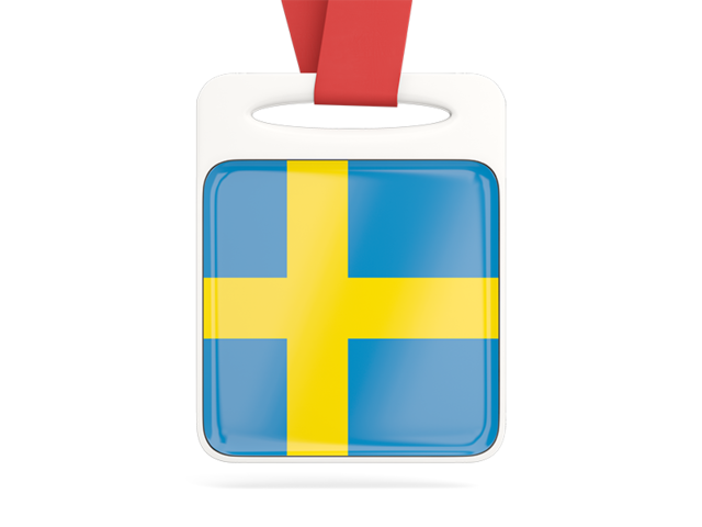 Card with ribbon. Download flag icon of Sweden at PNG format