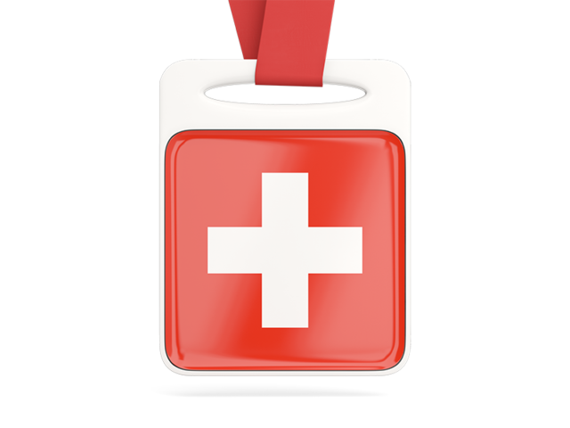 Card with ribbon. Download flag icon of Switzerland at PNG format