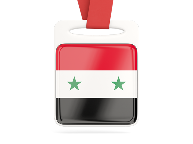 Card with ribbon. Download flag icon of Syria at PNG format