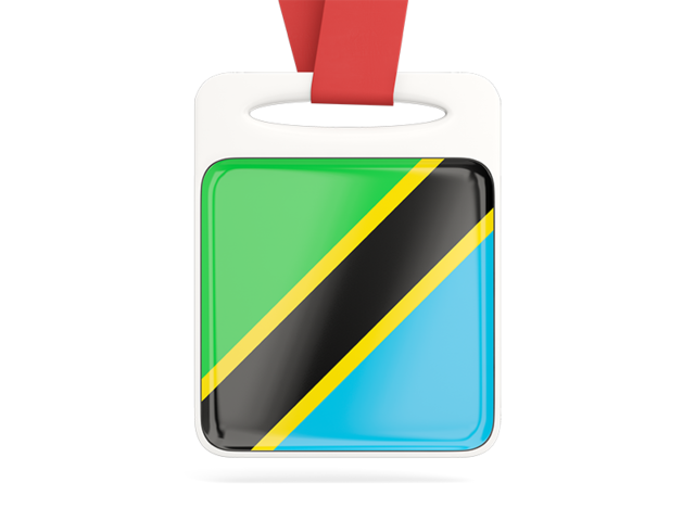 Card with ribbon. Download flag icon of Tanzania at PNG format