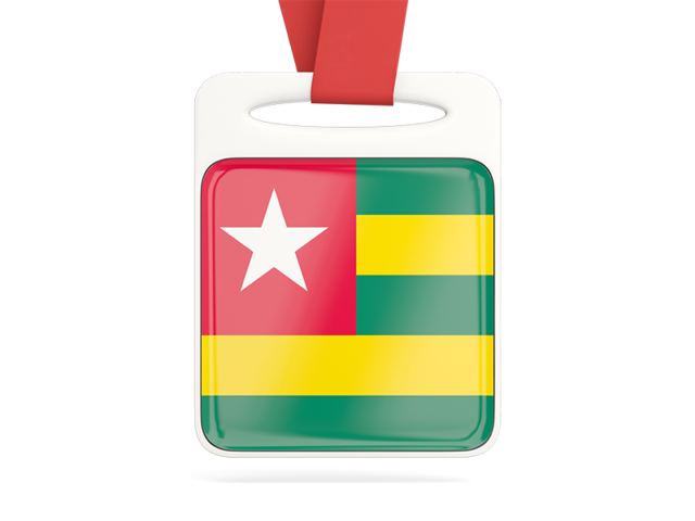 Card with ribbon. Download flag icon of Togo at PNG format