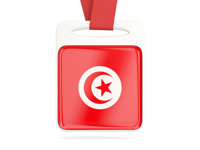 Card with ribbon. Download flag icon of Tunisia at PNG format