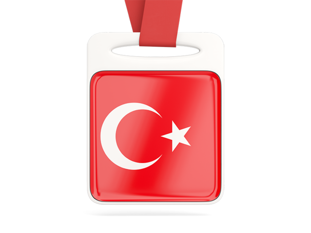 Card with ribbon. Download flag icon of Turkey at PNG format