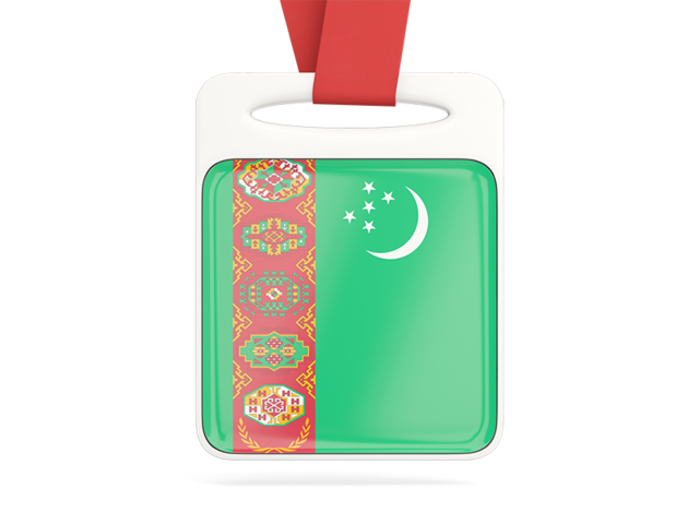 Card with ribbon. Download flag icon of Turkmenistan at PNG format