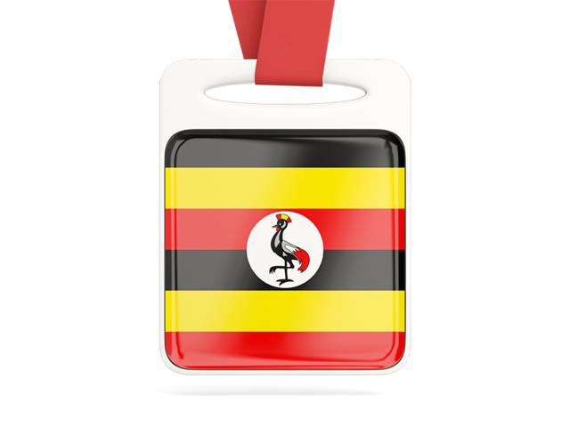 Card with ribbon. Download flag icon of Uganda at PNG format