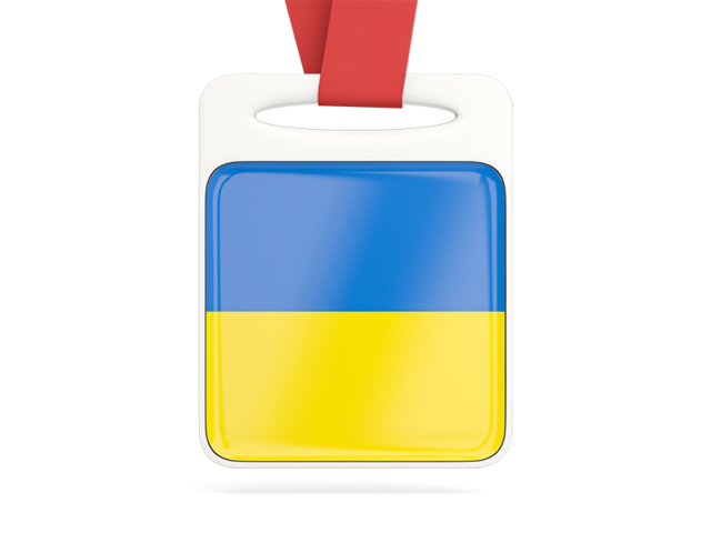 Card with ribbon. Download flag icon of Ukraine at PNG format