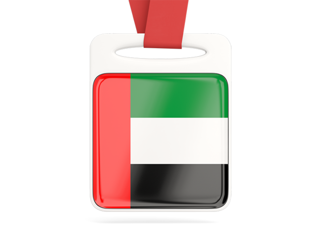 Card with ribbon. Download flag icon of United Arab Emirates at PNG format