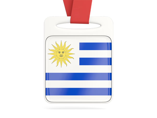 Card with ribbon. Download flag icon of Uruguay at PNG format