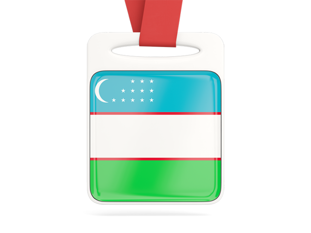 Card with ribbon. Download flag icon of Uzbekistan at PNG format