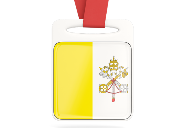 Card with ribbon. Download flag icon of Vatican City at PNG format