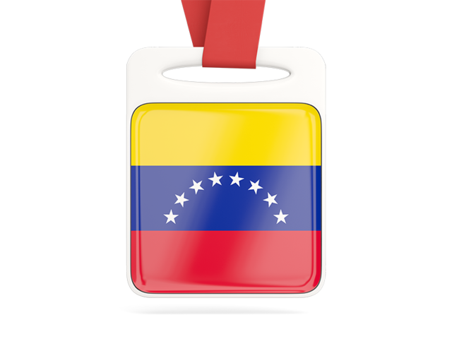 Card with ribbon. Download flag icon of Venezuela at PNG format