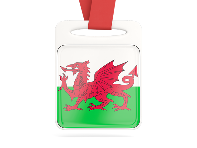 Card with ribbon. Download flag icon of Wales at PNG format
