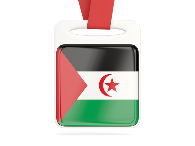 Card with ribbon. Download flag icon of Western Sahara at PNG format