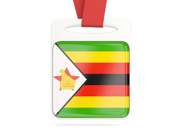 Card with ribbon. Download flag icon of Zimbabwe at PNG format