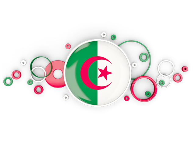 Circle background. Download flag icon of Algeria at PNG format