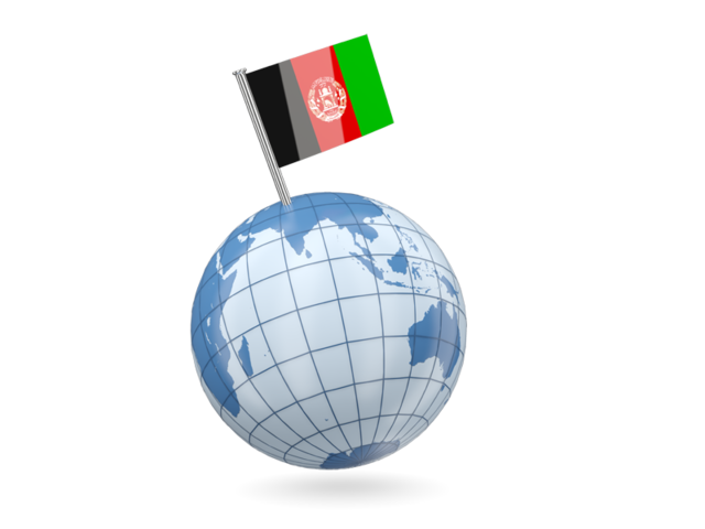 Earth with flag pin. Download flag icon of Afghanistan at PNG format