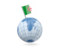 Algeria. Earth with flag pin. Download icon.
