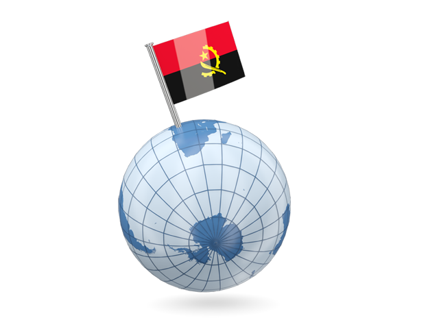 Earth with flag pin. Download flag icon of Angola at PNG format