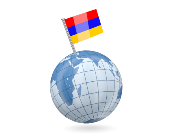 Earth with flag pin. Download flag icon of Armenia at PNG format
