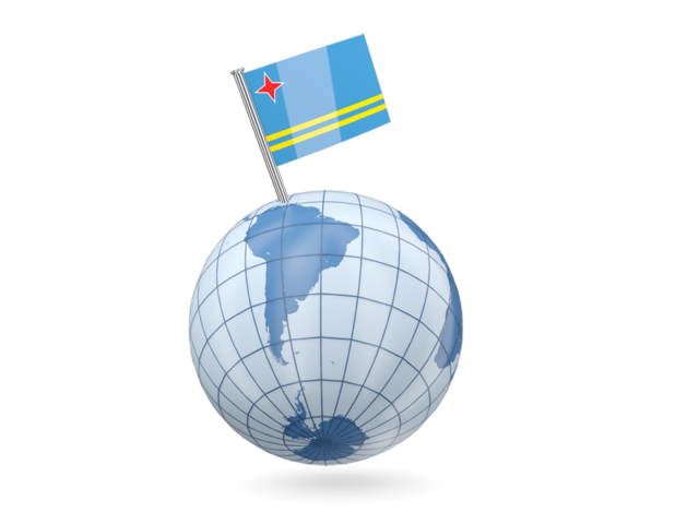 Earth with flag pin. Download flag icon of Aruba at PNG format