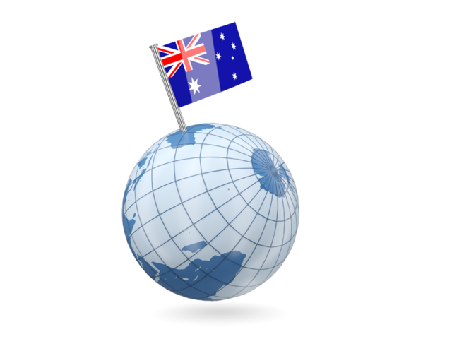 Earth with flag pin. Download flag icon of Australia at PNG format