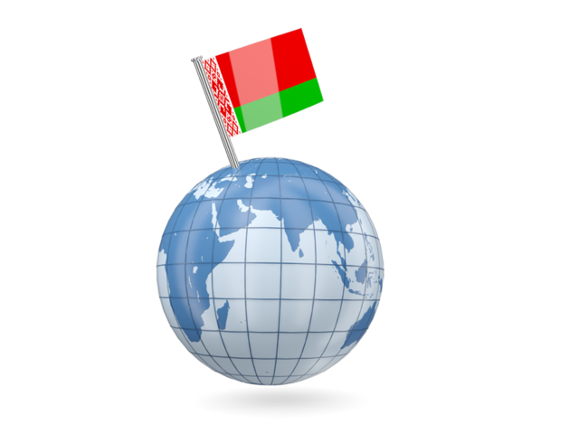 Earth with flag pin. Download flag icon of Belarus at PNG format