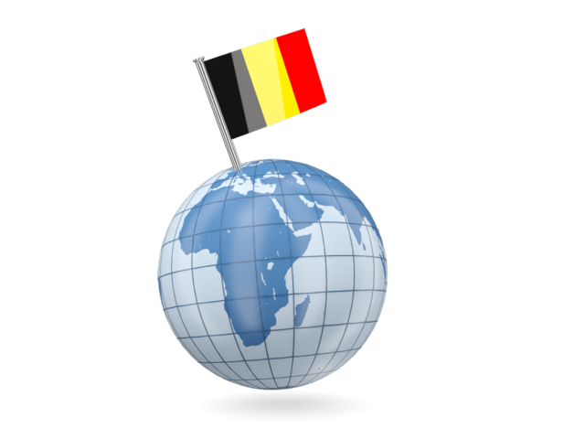 Earth with flag pin. Download flag icon of Belgium at PNG format