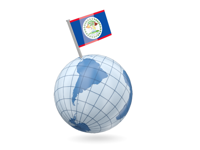 Earth with flag pin. Download flag icon of Belize at PNG format