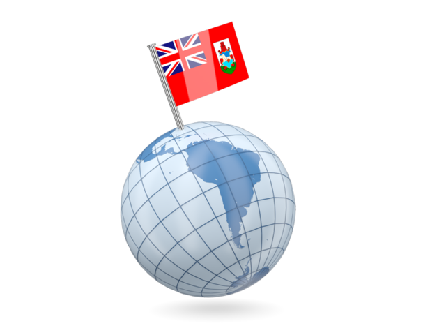 Earth with flag pin. Download flag icon of Bermuda at PNG format