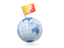 Bhutan. Earth with flag pin. Download icon.