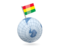 Bolivia. Earth with flag pin. Download icon.