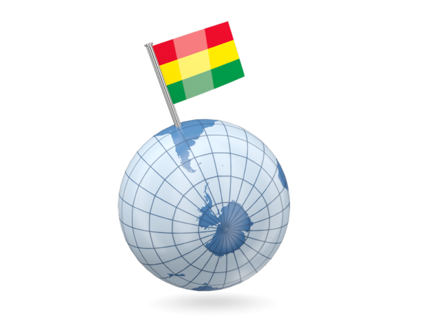 Earth with flag pin. Download flag icon of Bolivia at PNG format