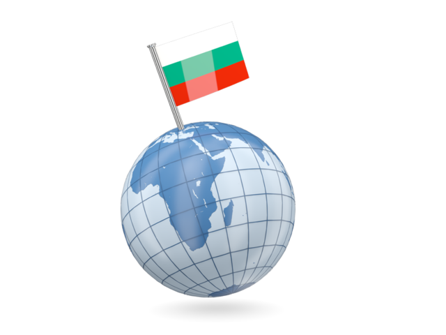 Earth with flag pin. Download flag icon of Bulgaria at PNG format