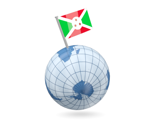 Earth with flag pin. Download flag icon of Burundi at PNG format