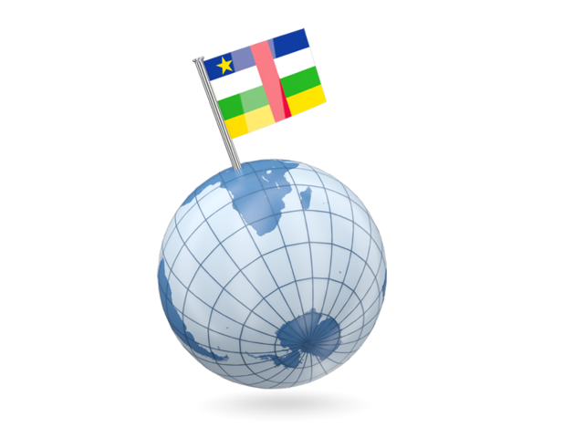 Earth with flag pin. Download flag icon of Central African Republic at PNG format