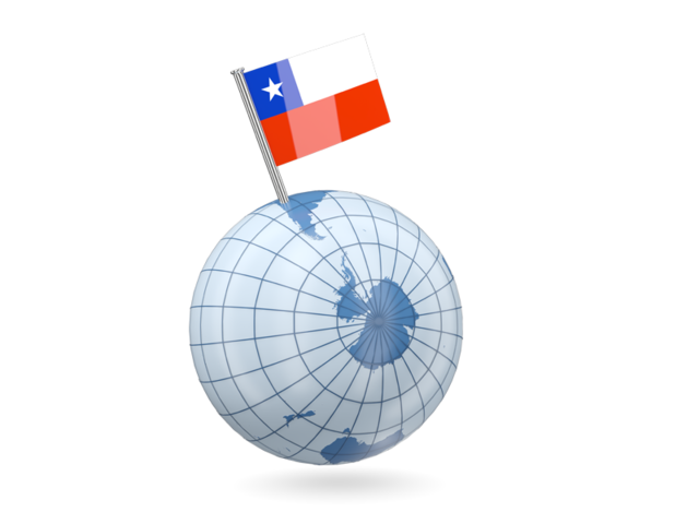 Earth with flag pin. Download flag icon of Chile at PNG format
