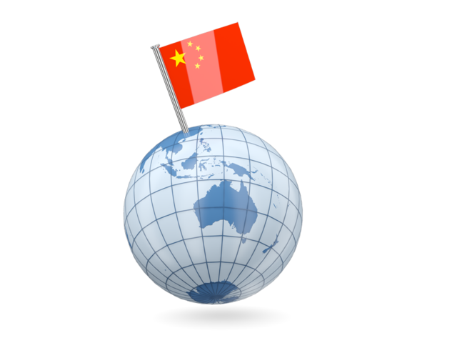 Earth with flag pin. Download flag icon of China at PNG format