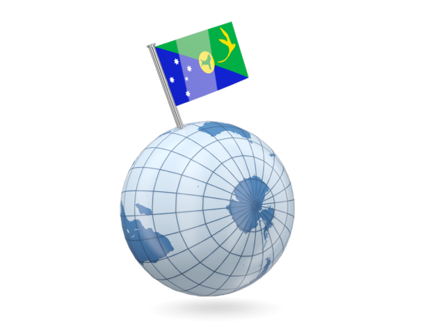 Earth with flag pin. Download flag icon of Christmas Island at PNG format