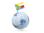 Comoros. Earth with flag pin. Download icon.